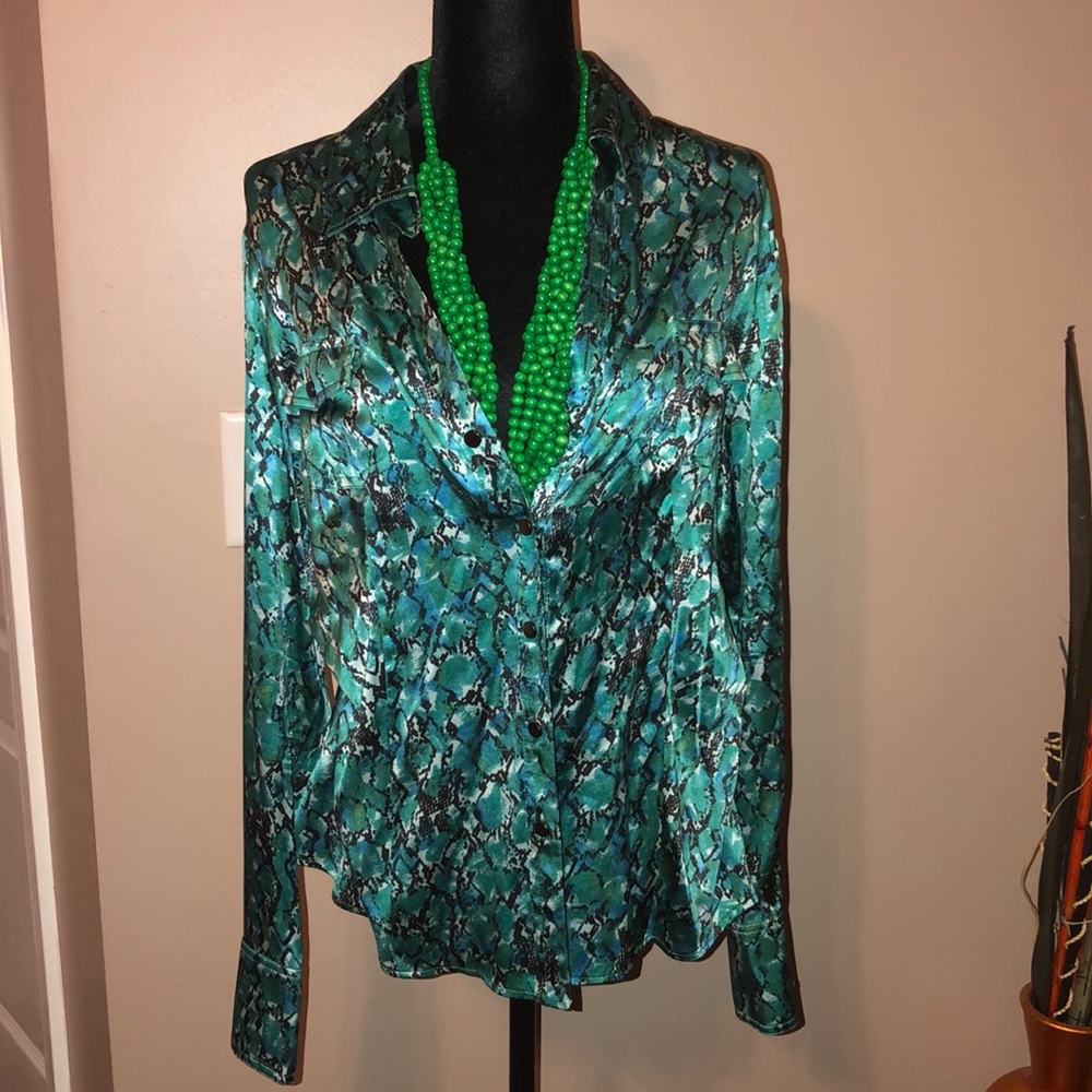 Green Snakeskin Blouse